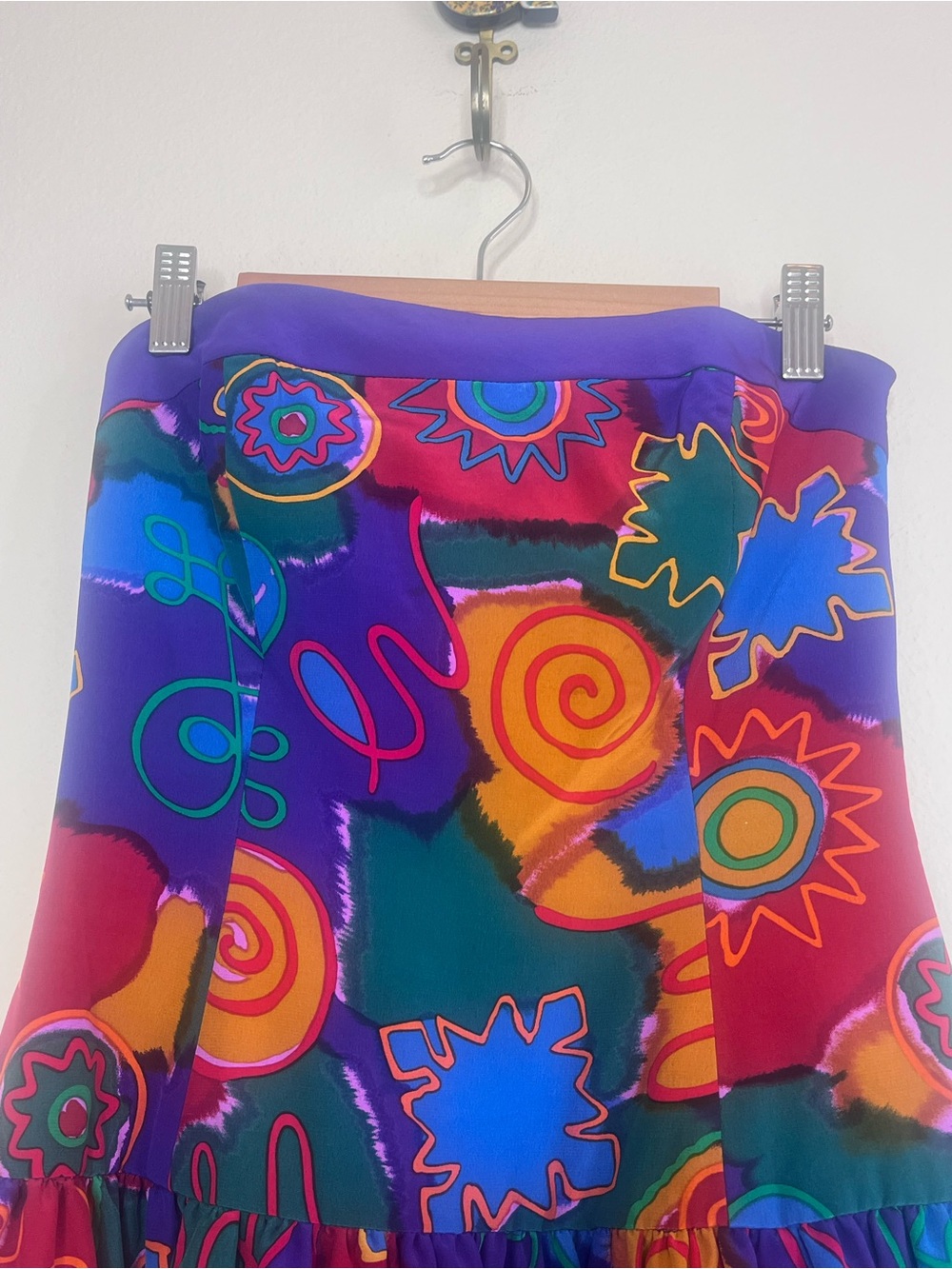 Saks Fifth Avenue Purple Multicolor Abstract Circle Skater Dress - Picture 4 of 7